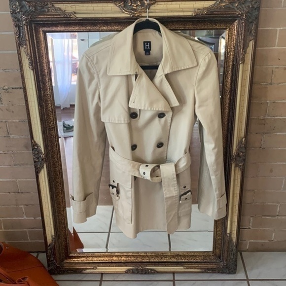 Vintage TOMMY HILFIGER Classic Tan Short Trench Coat S - Picture 1 of 13